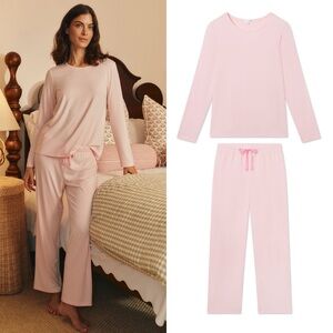 NWOT Lake Dream Modal Ribbon Long-Long Set in Bashful Pink Size Medium $138